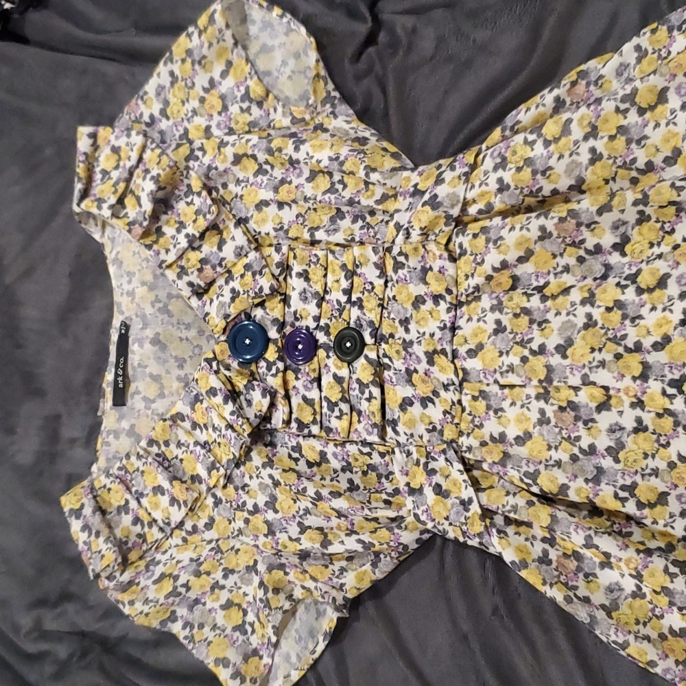 Vintage modcloth floral ruffle collar dress size medium